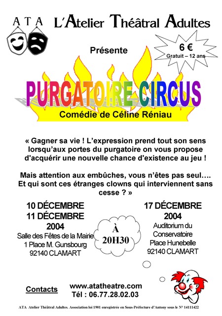 Affiche theatre de Purgatoire Circus pièce de Céline Réniau
